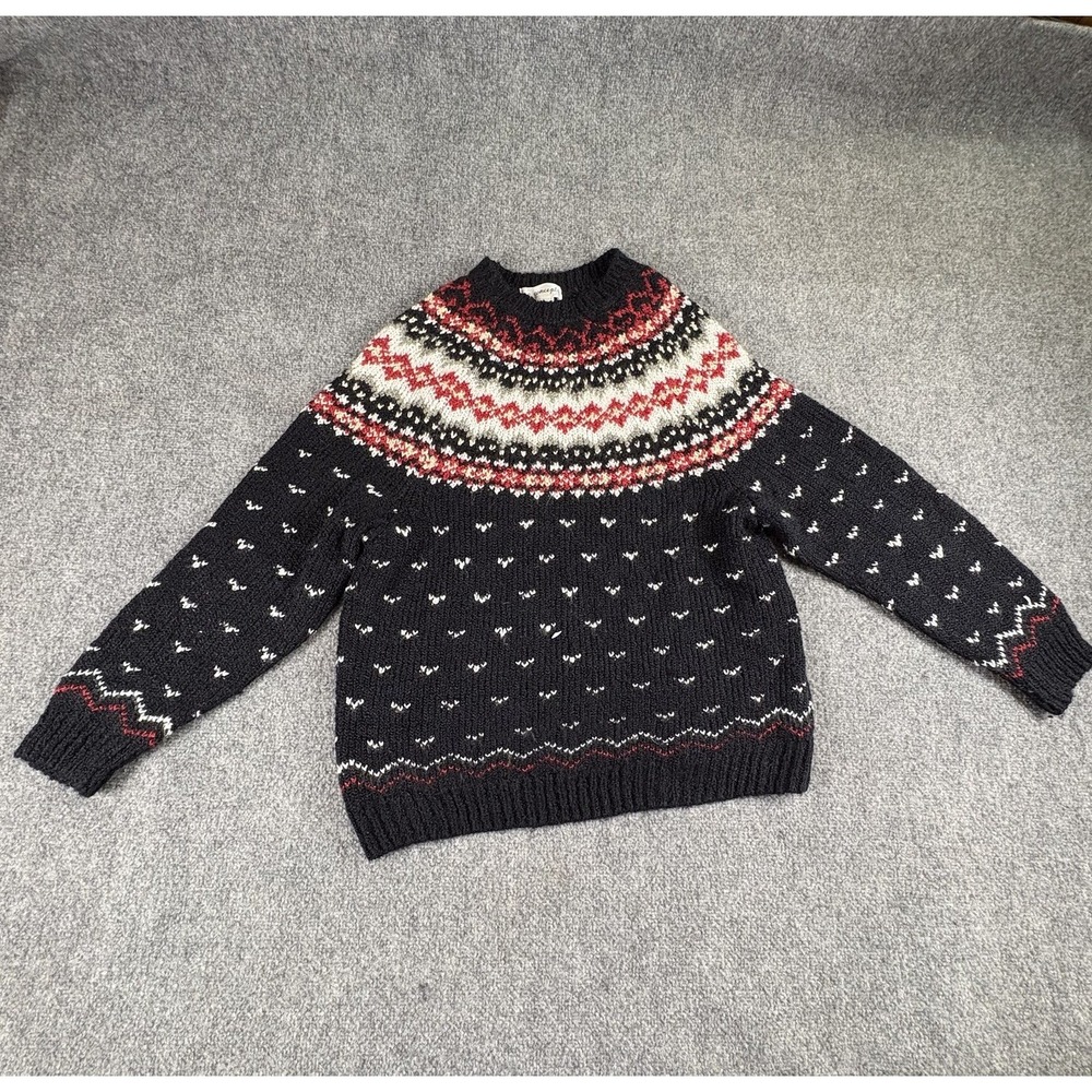 Vintage 90s Ce Concepts Sweater Women's L Black Red Fair Isle Nordic Ski Chunky
